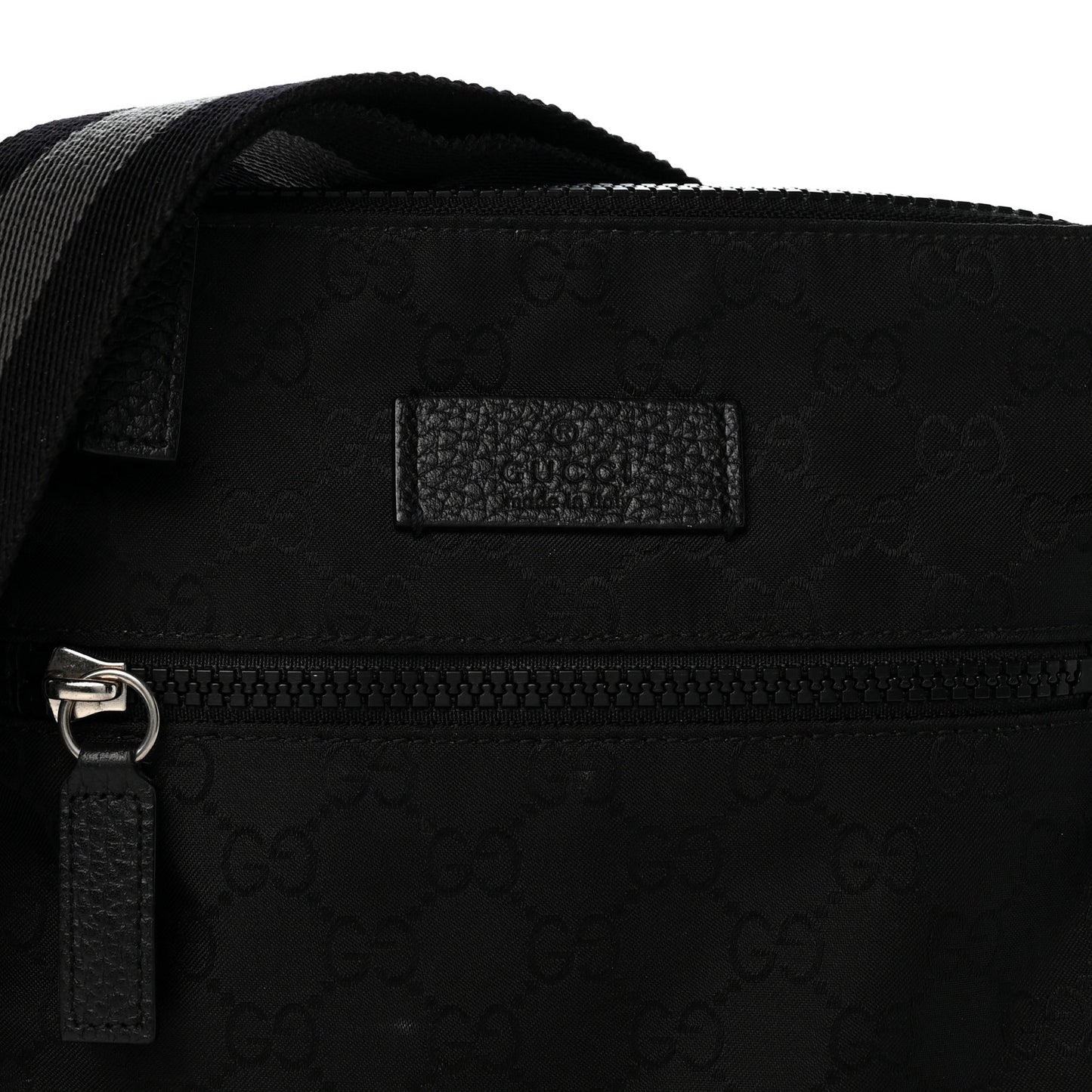 Nylon Monogram Mini Flat Messenger Bag Black