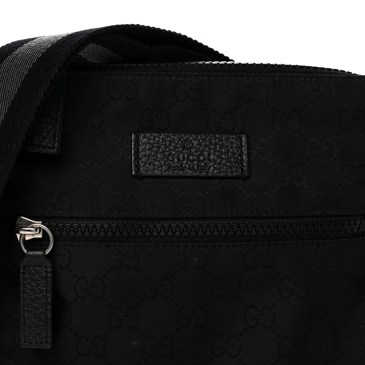 Gucci Nylon Monogram Mini Flat Messenger Bag Black 10 of 12