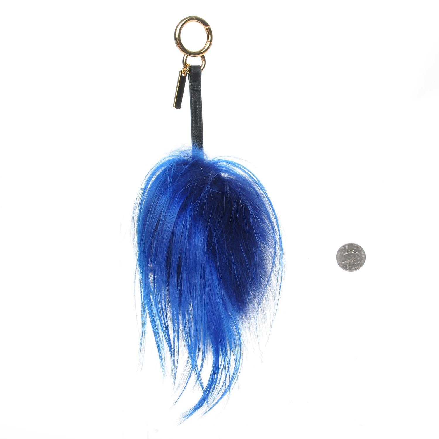 Fendi Lambskin Goat Fur Studded Punkarlito Bag Charm Blue 2 of 5
