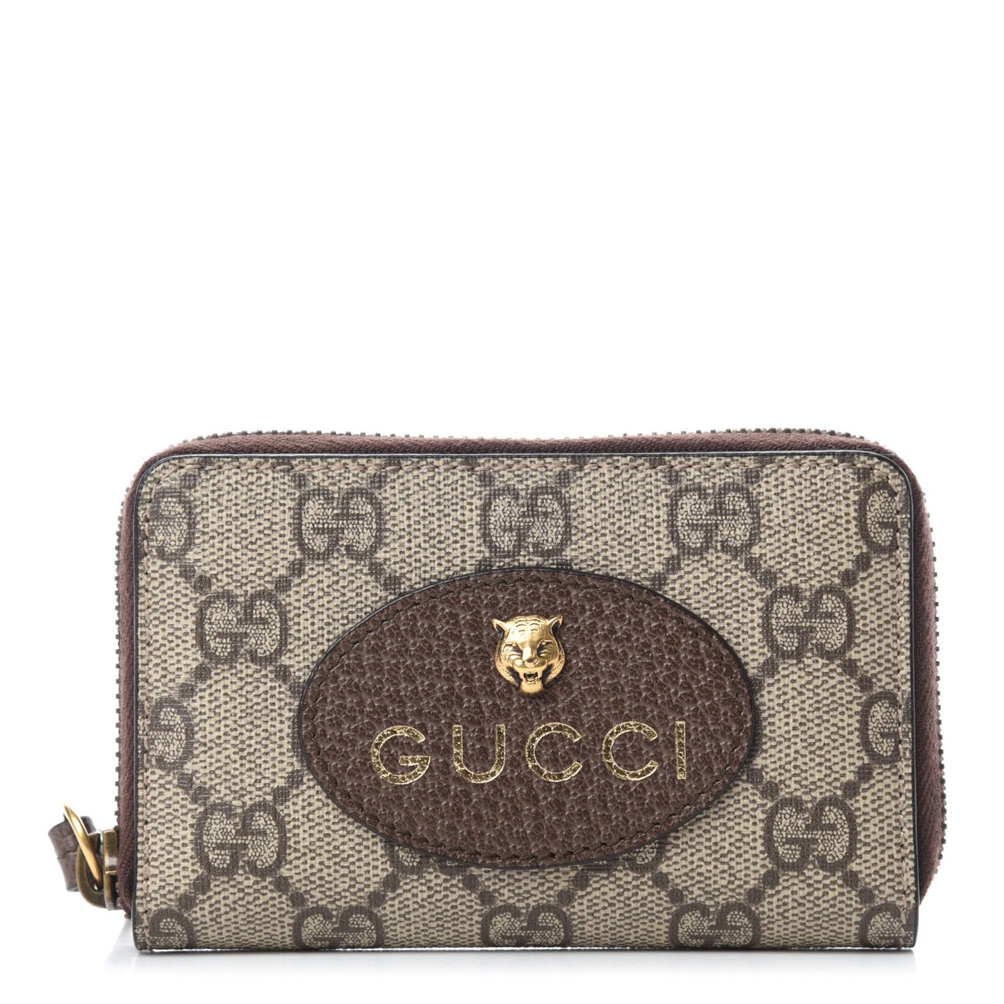 GG Supreme Monogram Neo Vintage Zip Around Card Case Beige Crop New Acero
