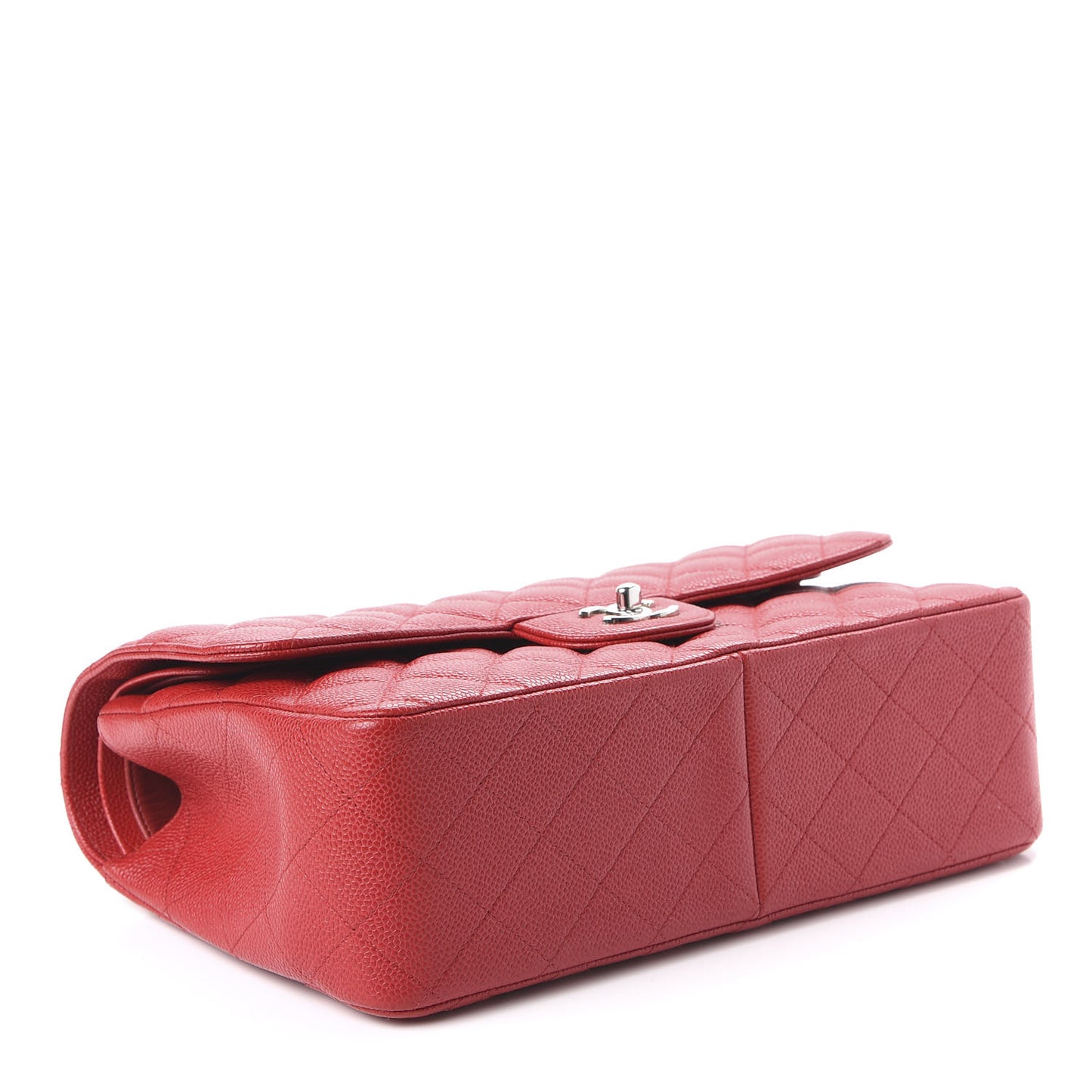 Caviar Quilted Jumbo Double Flap Red
