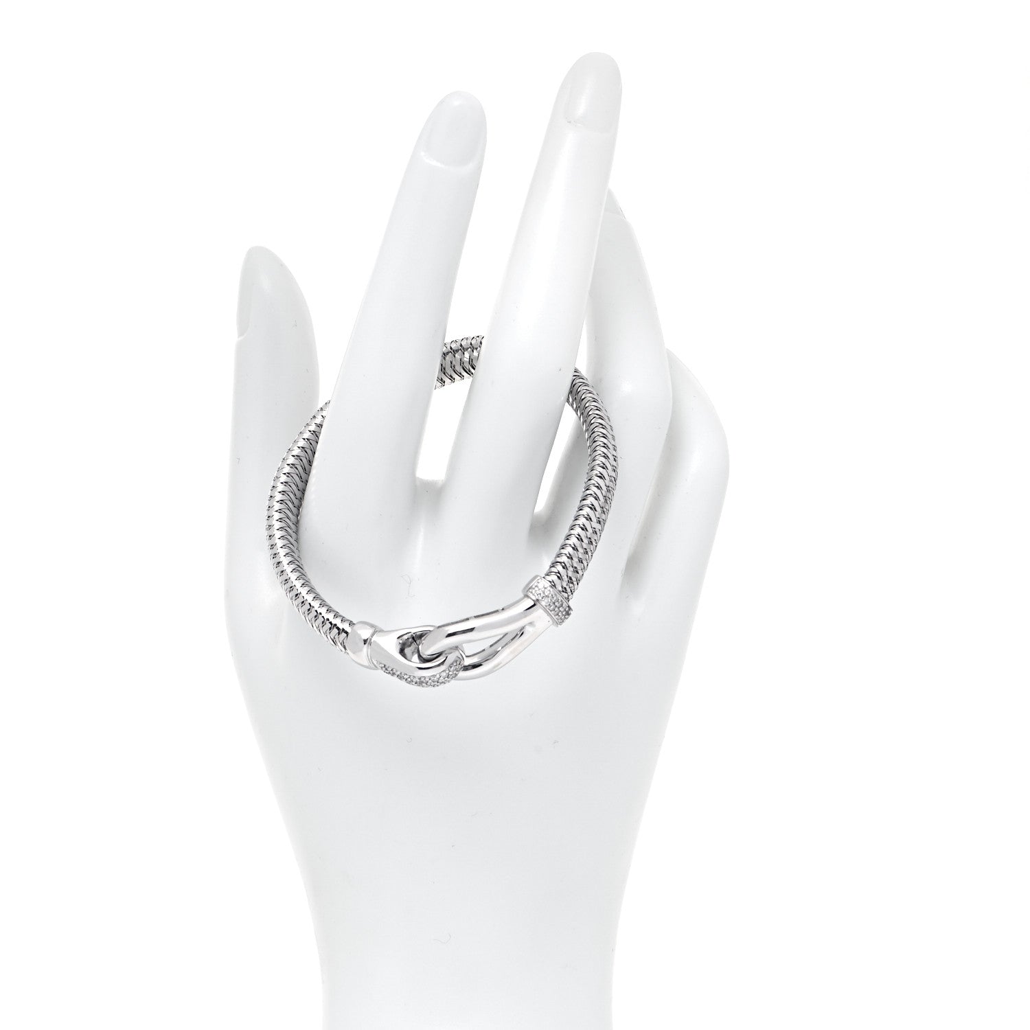 Roberto Coin 18K White Gold Diamond Primavera Buckle Bracelet 3 of 8