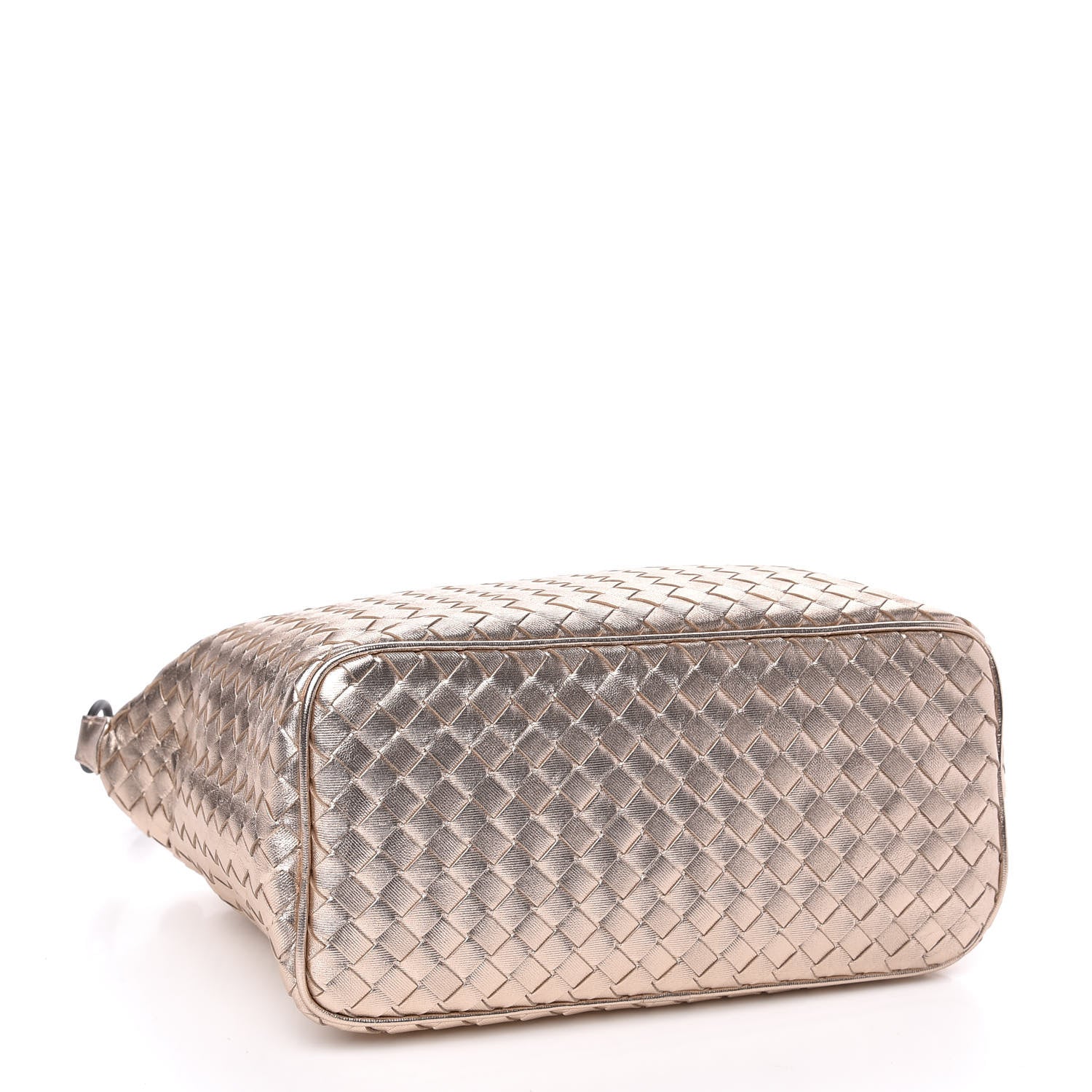 Bottega Veneta Metallic Grosgrain Intrecciato Ciambrino Bag Rose Gold 4 of 9