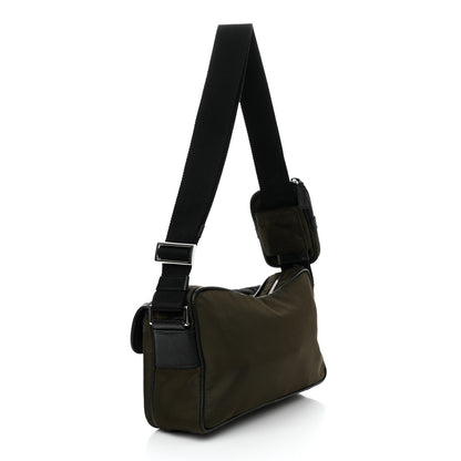Prada Tessuto Nylon Saffiano Pocket Single Snap Buckle Messenger Flap Bag Mimetico Black 2 of 10