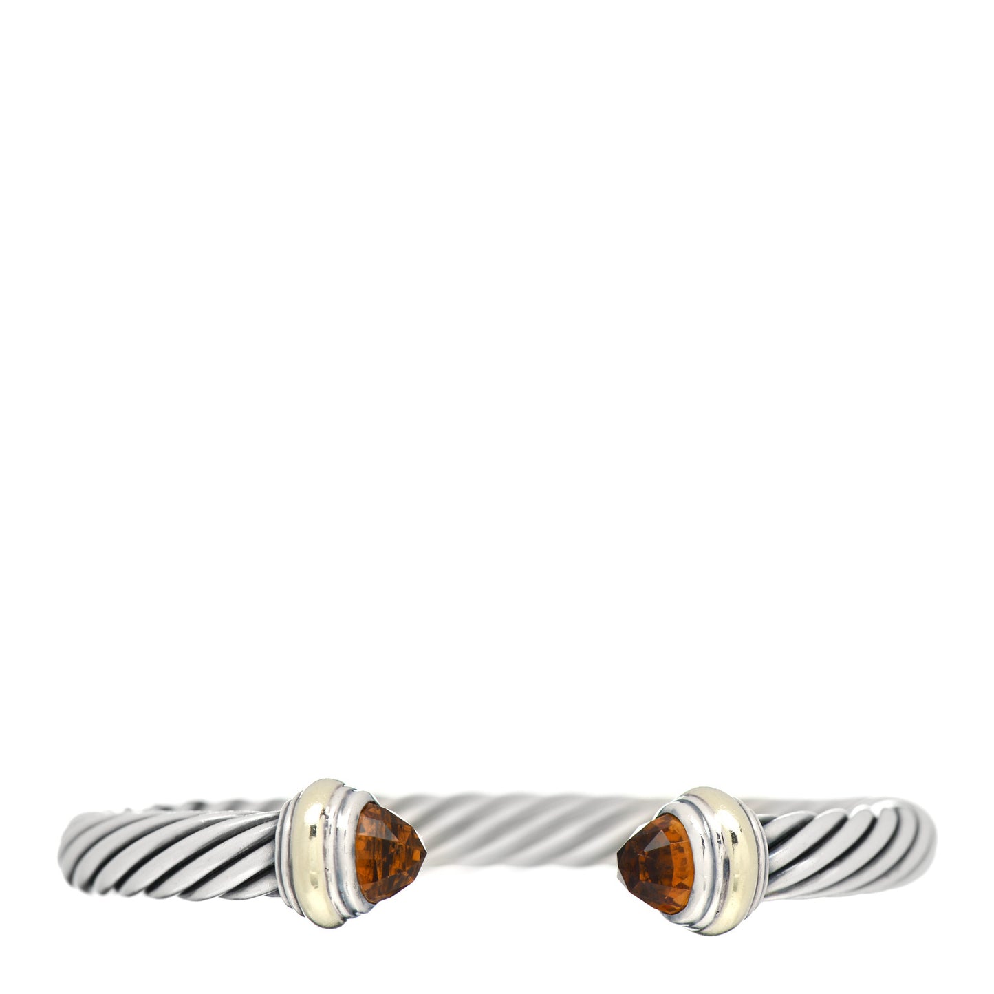Sterling Silver 14K Yellow Gold Citrine 7mm Cable Classics Bracelet