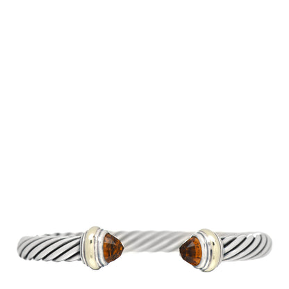 David Yurman Sterling Silver 14K Yellow Gold Citrine 7mm Cable Classics Bracelet 1 of 4