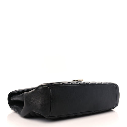Saint Laurent Sheepskin Matelasse Chevron Monogram Large College Satchel Black 4 of 11
