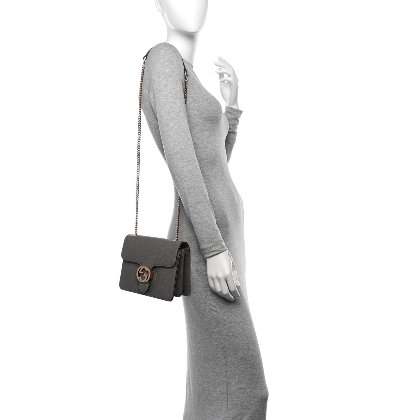 Dollar Calfskin Small Interlocking G Shoulder Bag Loess
