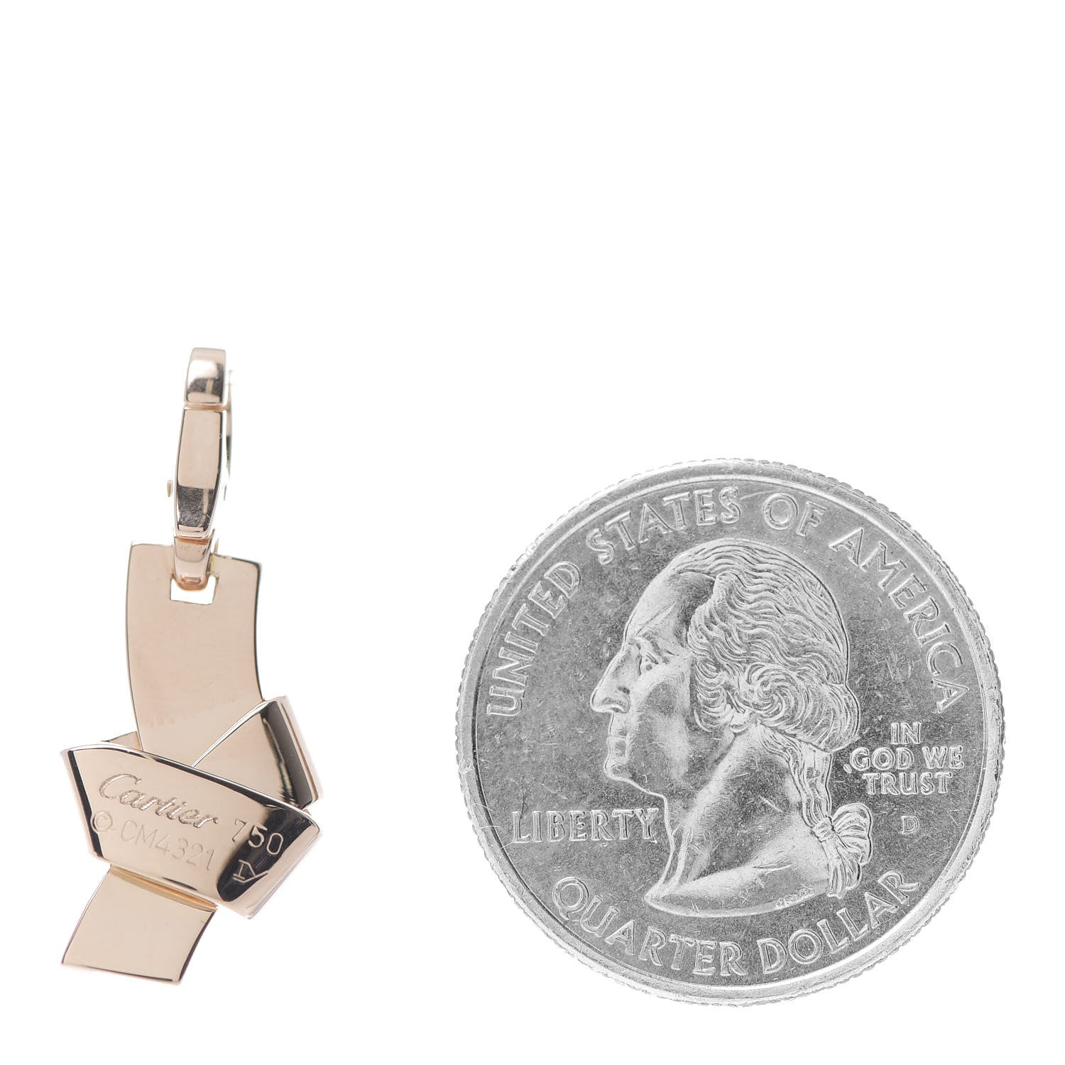 Cartier 18K Pink Gold Diamond Ribbon Knot Charm 2 of 2