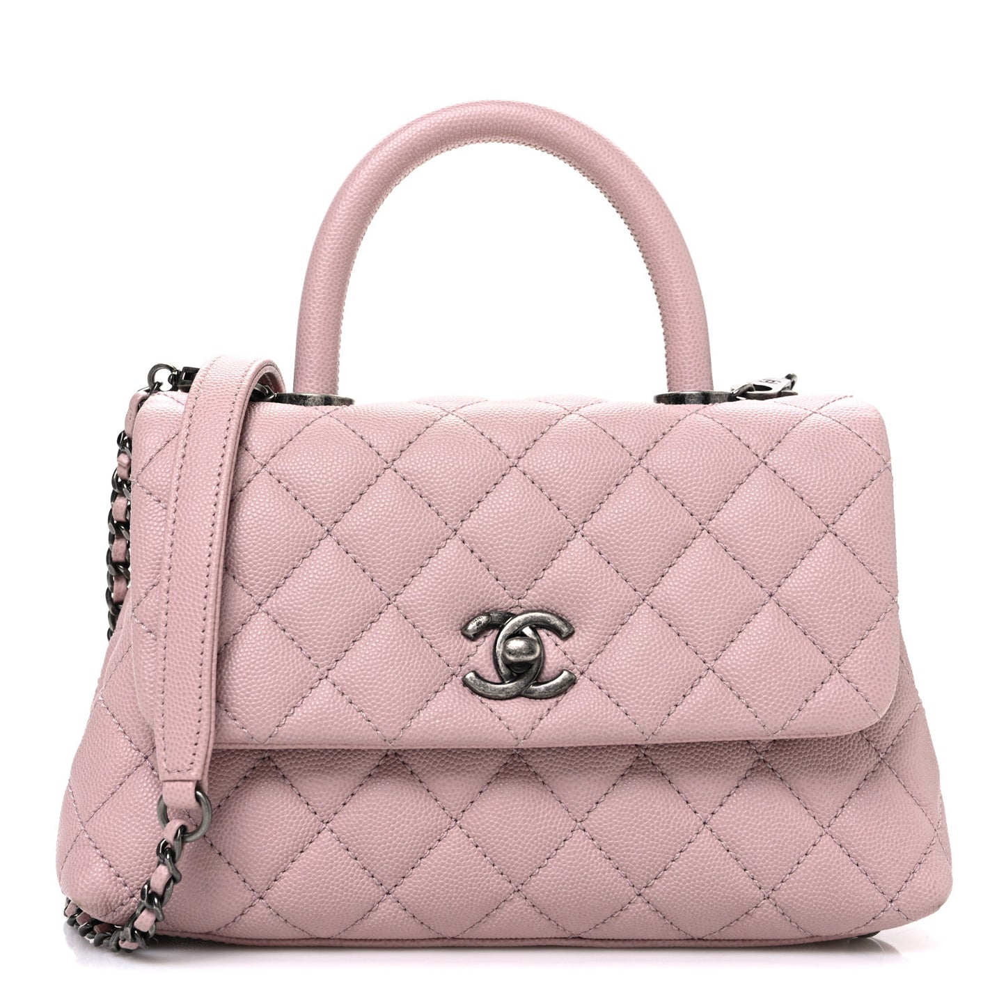 Caviar Quilted Mini Coco Handle Flap Pink