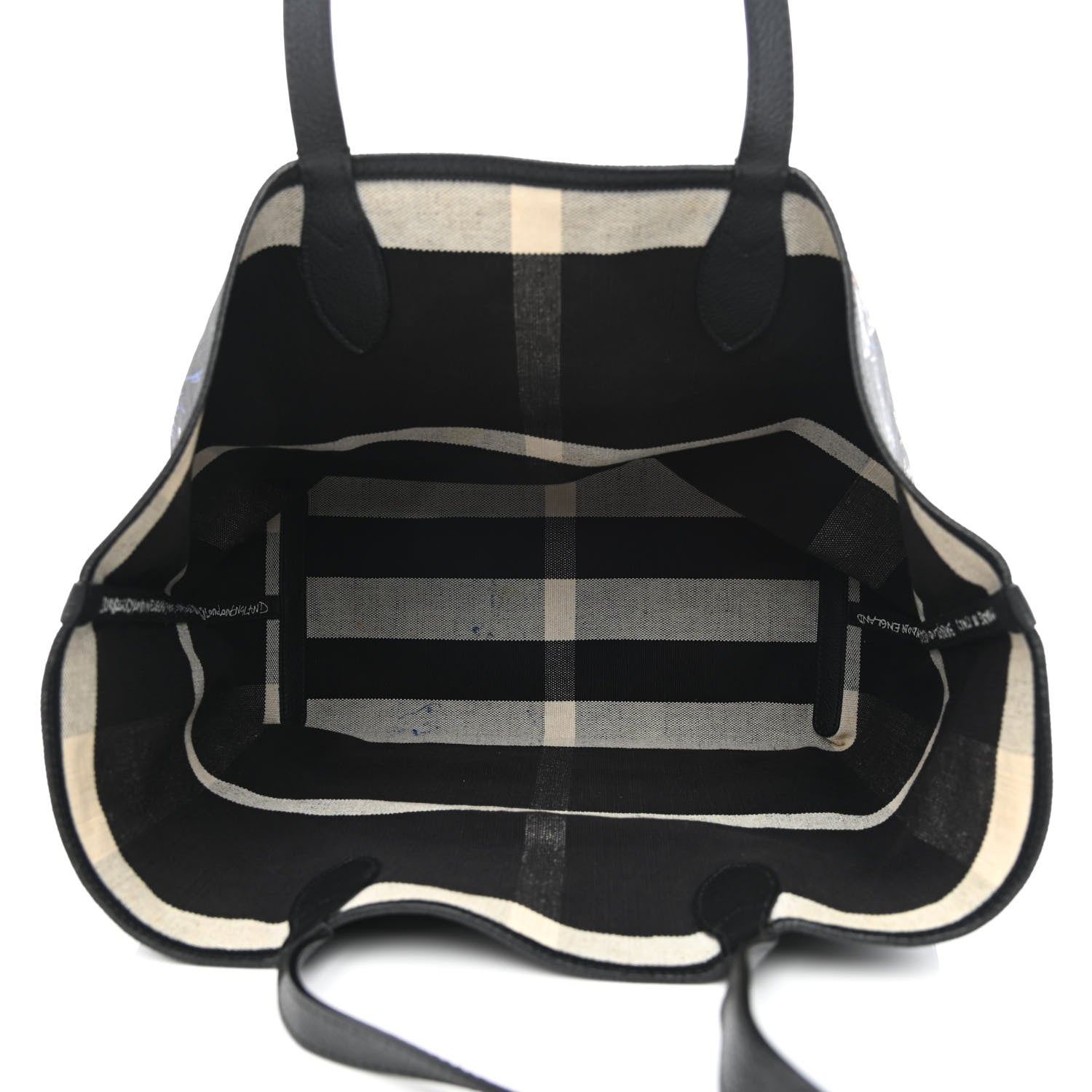 Burberry Coated Canvas Mega Check Sketchbook Medium Reversible Doodle Tote Black 7 of 27