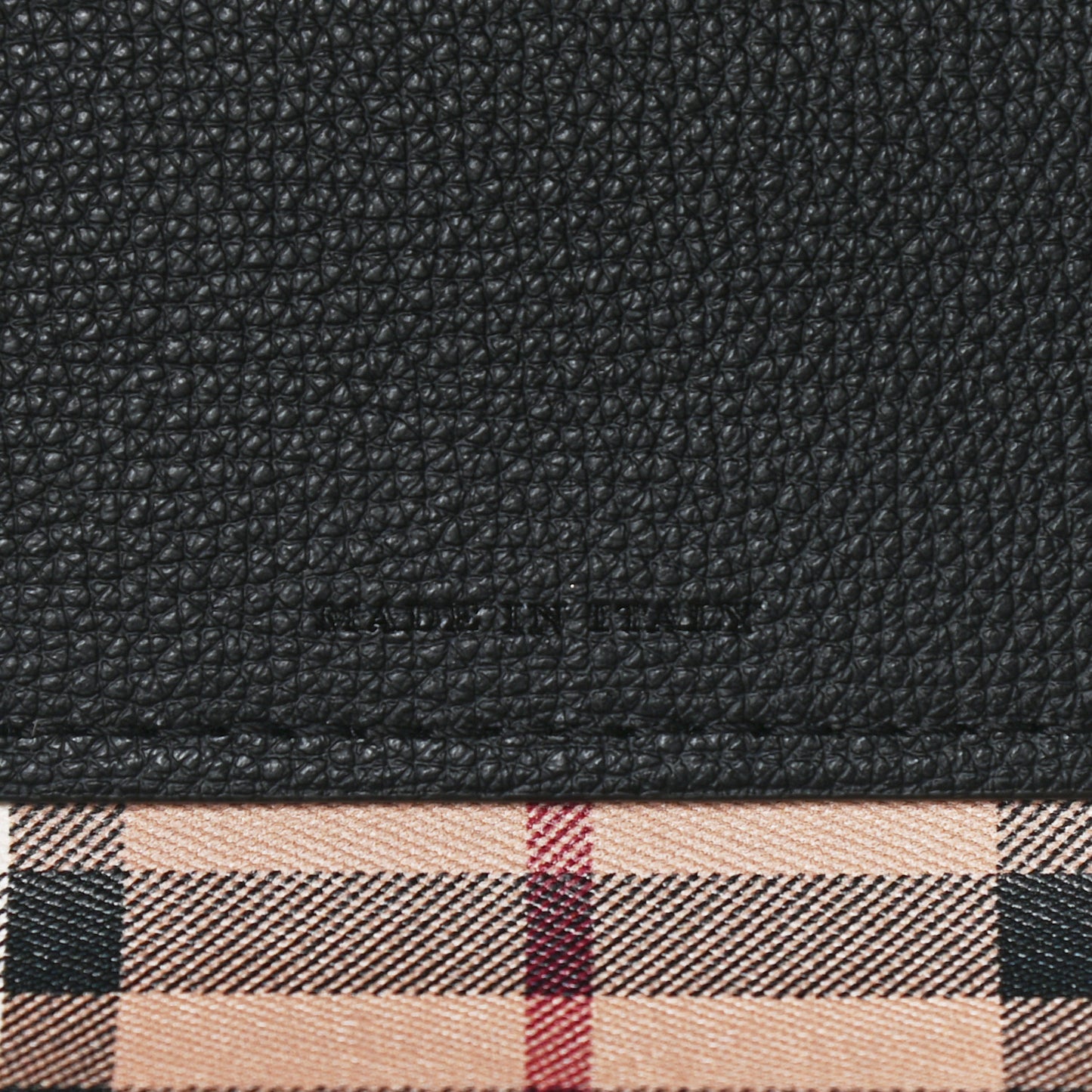 Grainy Calfskin Haymarket Check Medium Reversible Tote Black
