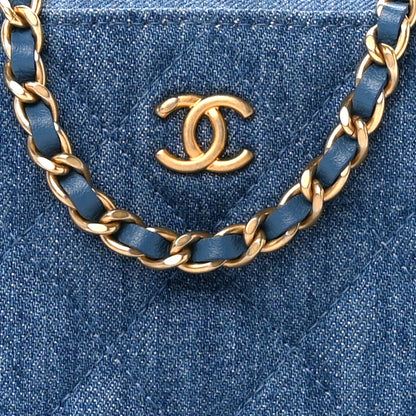 Chanel Denim Quilted CC Pearl Crush Camera Case Blue 8 of 10