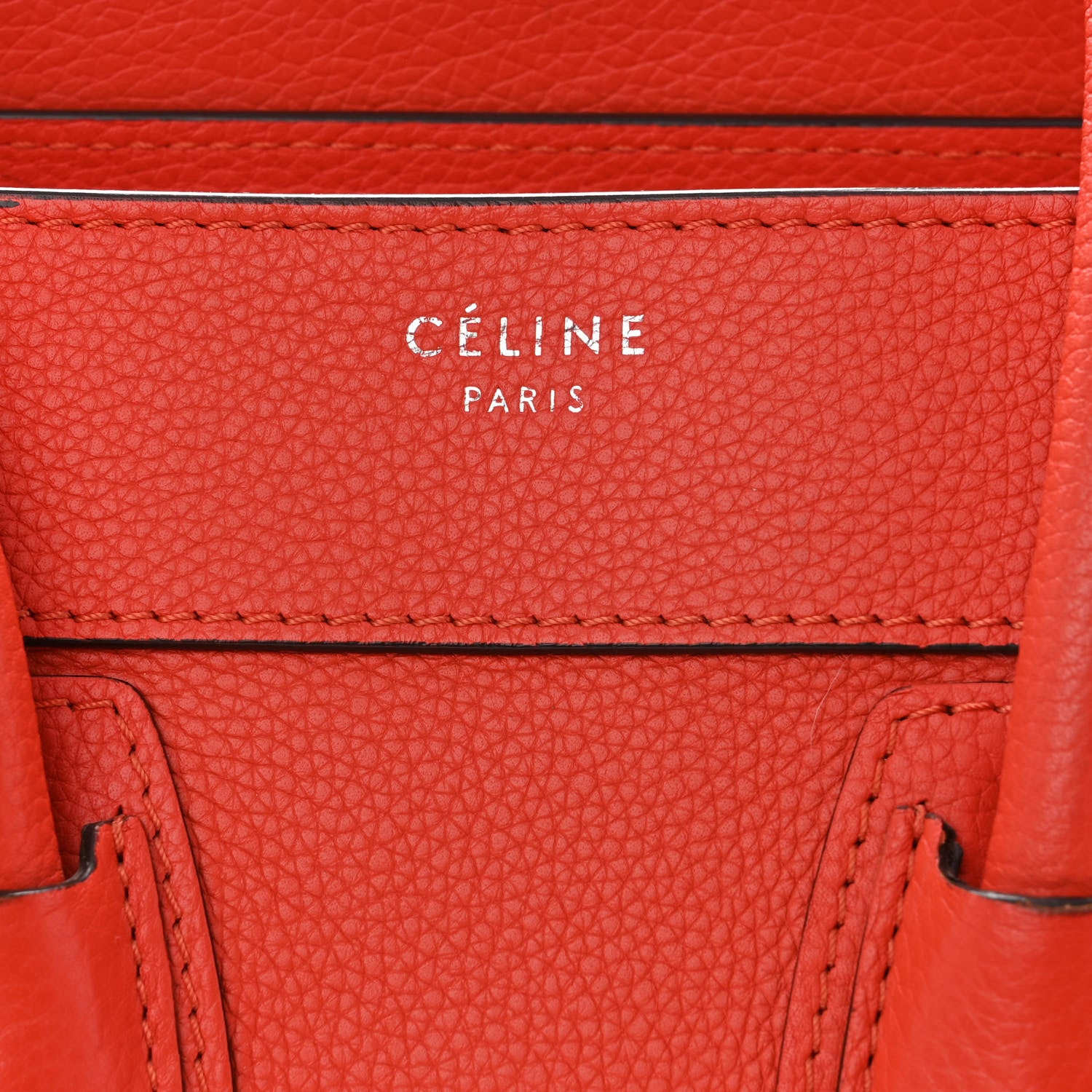 Celine Drummed Calfskin Micro Luggage Vermillion 7 of 11
