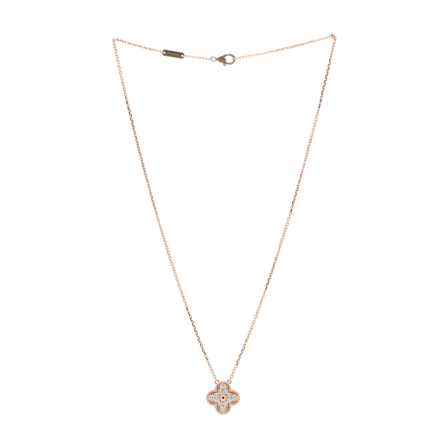Van Cleef & Arpels 18K Rose Gold Diamond Vintage Alhambra Pendant Necklace 3 of 6