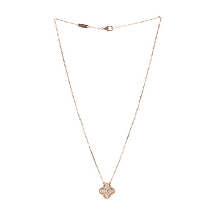 Van Cleef & Arpels 18K Rose Gold Diamond Vintage Alhambra Pendant Necklace 3 of 6