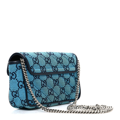 Gucci Monogram Multicolor Matelasse Diagonal Super Mini GG Marmont Shoulder Bag Light Blue 3 of 10