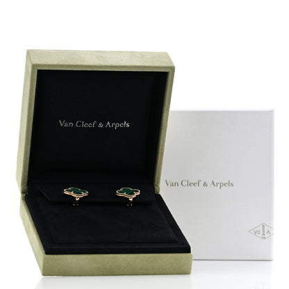 Van Cleef & Arpels 18K Yellow Gold Malachite Magic Alhambra Earrings 5 of 5