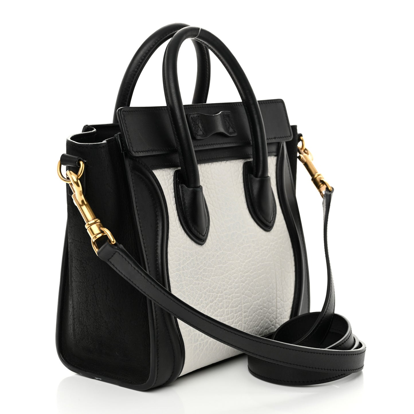 Bullhide Calfskin Nubuck Bi-Color Nano Luggage Black White