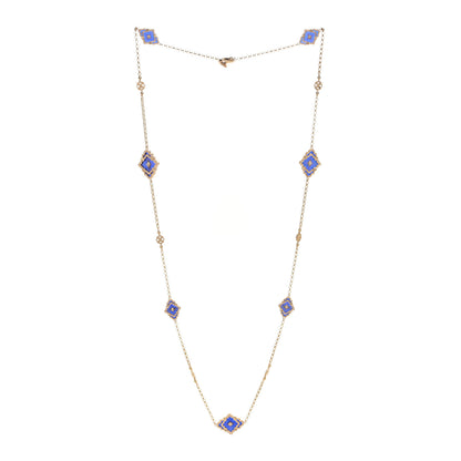 Buccellati 18K Yellow Gold Diamond Enamel Opera Tulle Necklace Blue 2 of 3