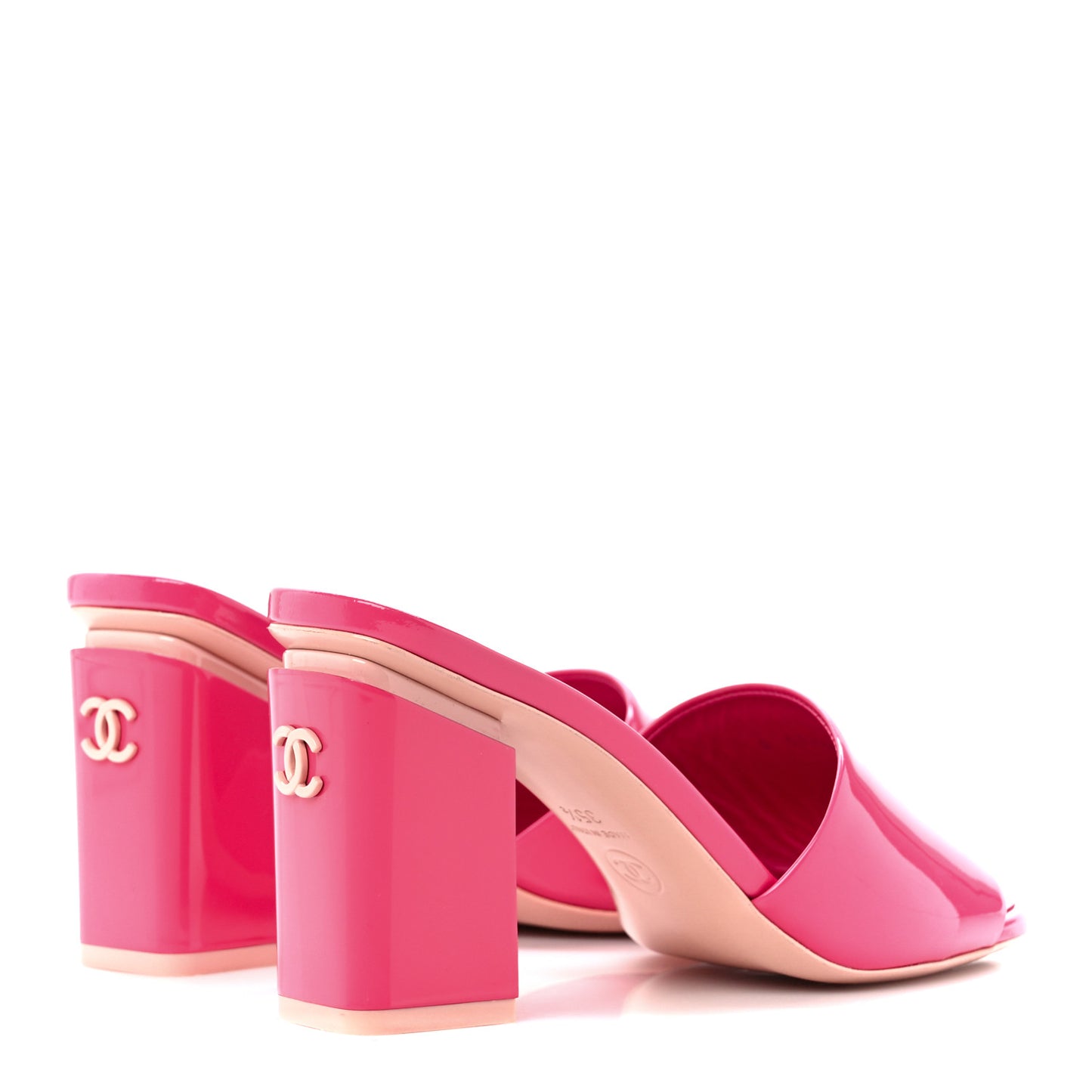 Patent Calfskin CC Mules 35.5 Dark Pink Light Pink