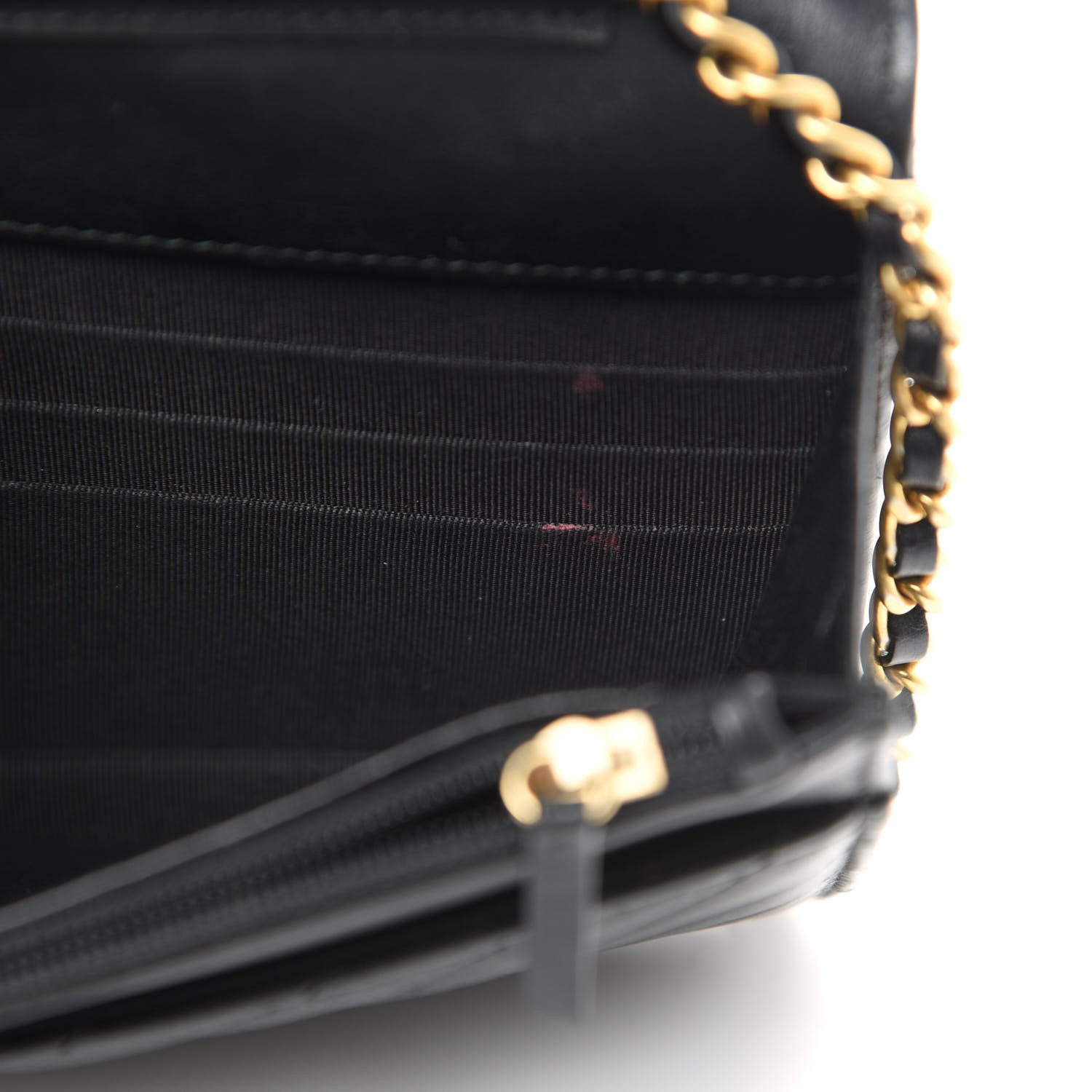 Chanel Crumpled Calfskin Chevron Quilted Wallet On Chain WOC Black 12 of 13