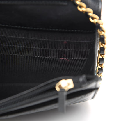 Chanel Crumpled Calfskin Chevron Quilted Wallet On Chain WOC Black 12 of 13