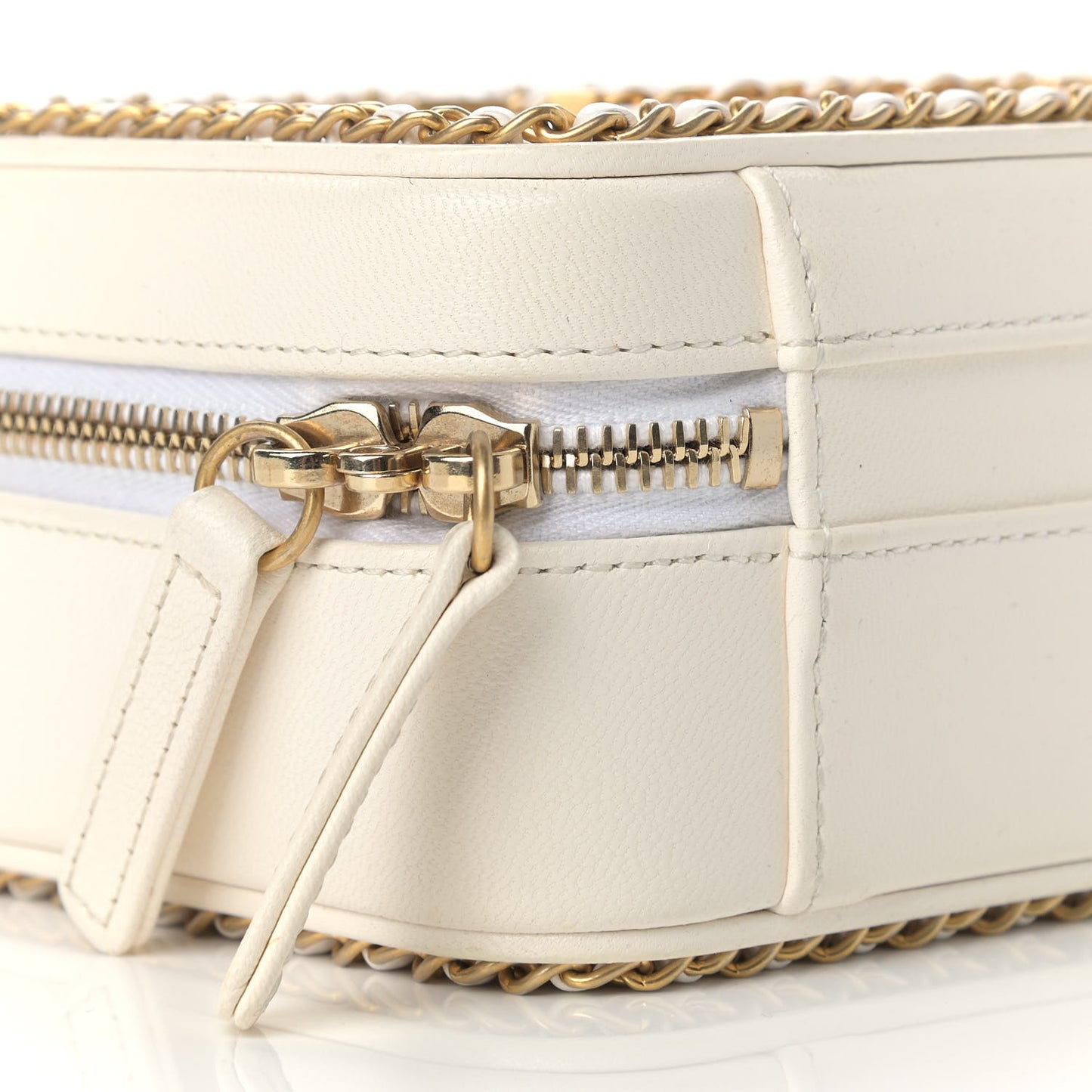 Goatskin Quilted Small CC Filigree Vanity Case White
