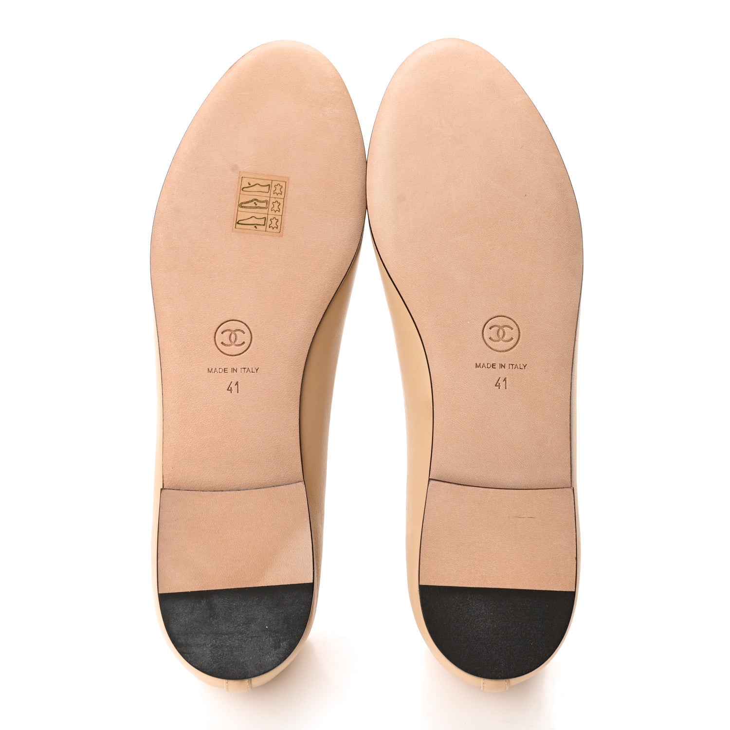 Chanel Lambskin Cap Toe CC Ballerina Flats 41 Beige Black 6 of 10
