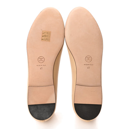 Chanel Lambskin Cap Toe CC Ballerina Flats 41 Beige Black 6 of 10