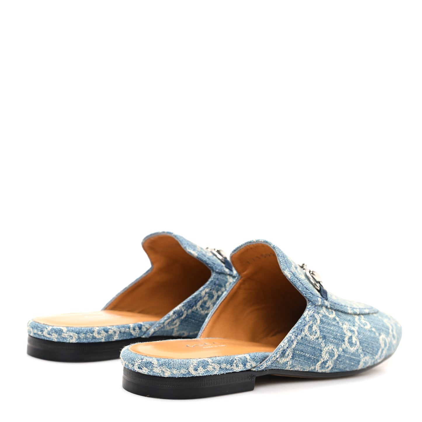 New Denim GG Malaga Kid Womens Princetown Slippers 36.5 Light Blue Royale