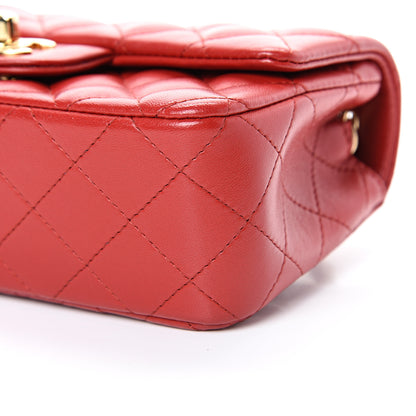Chanel Lambskin Quilted Mini Rectangular Flap Red 9 of 15