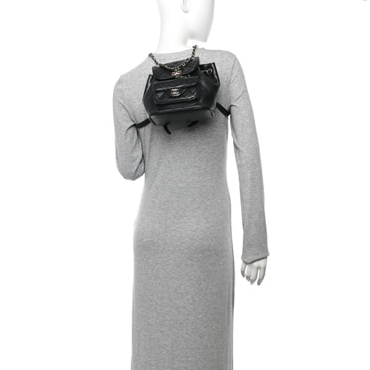 Chanel Glazed Aged Calfskin Quilted Small Duma Drawstring Backpack Black 2 of 10