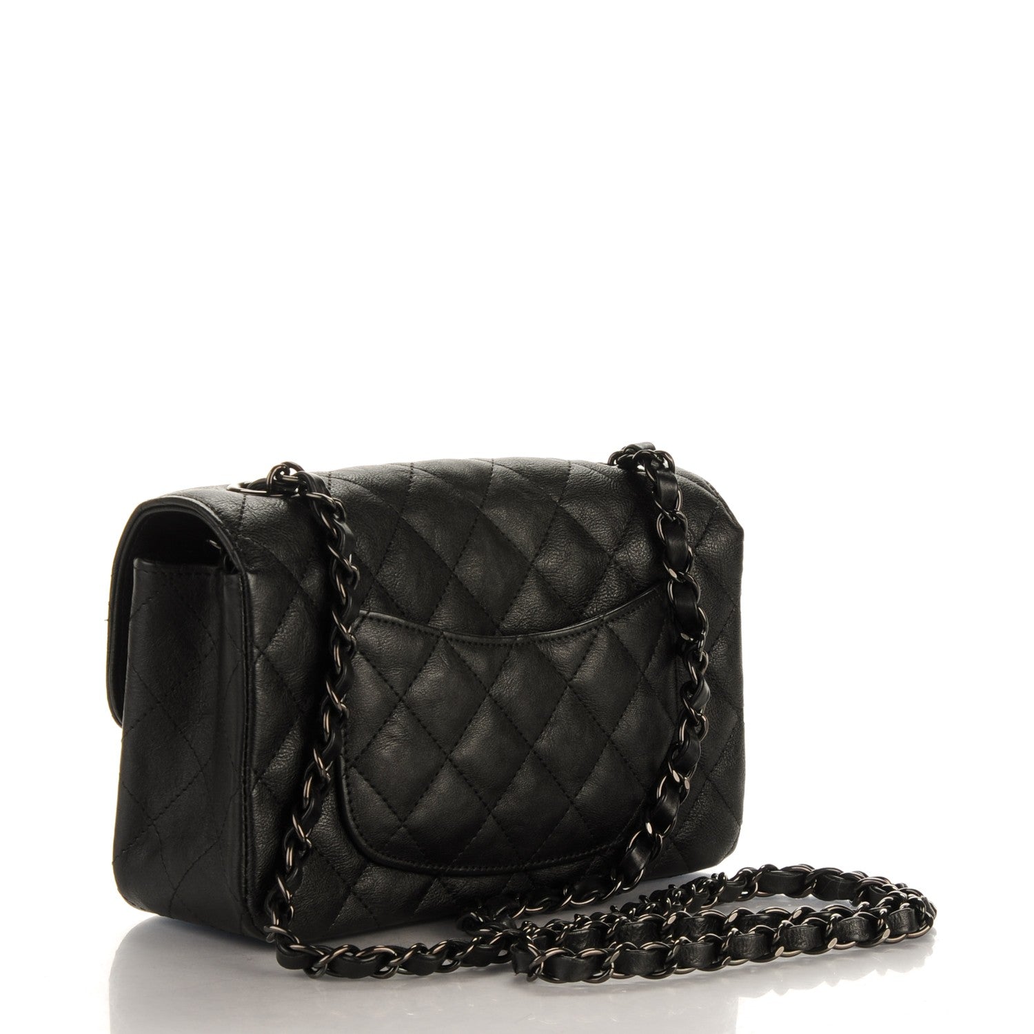 Chanel Crumpled Calfskin Quilted Mini Rectangular Flap So Black 3 of 8