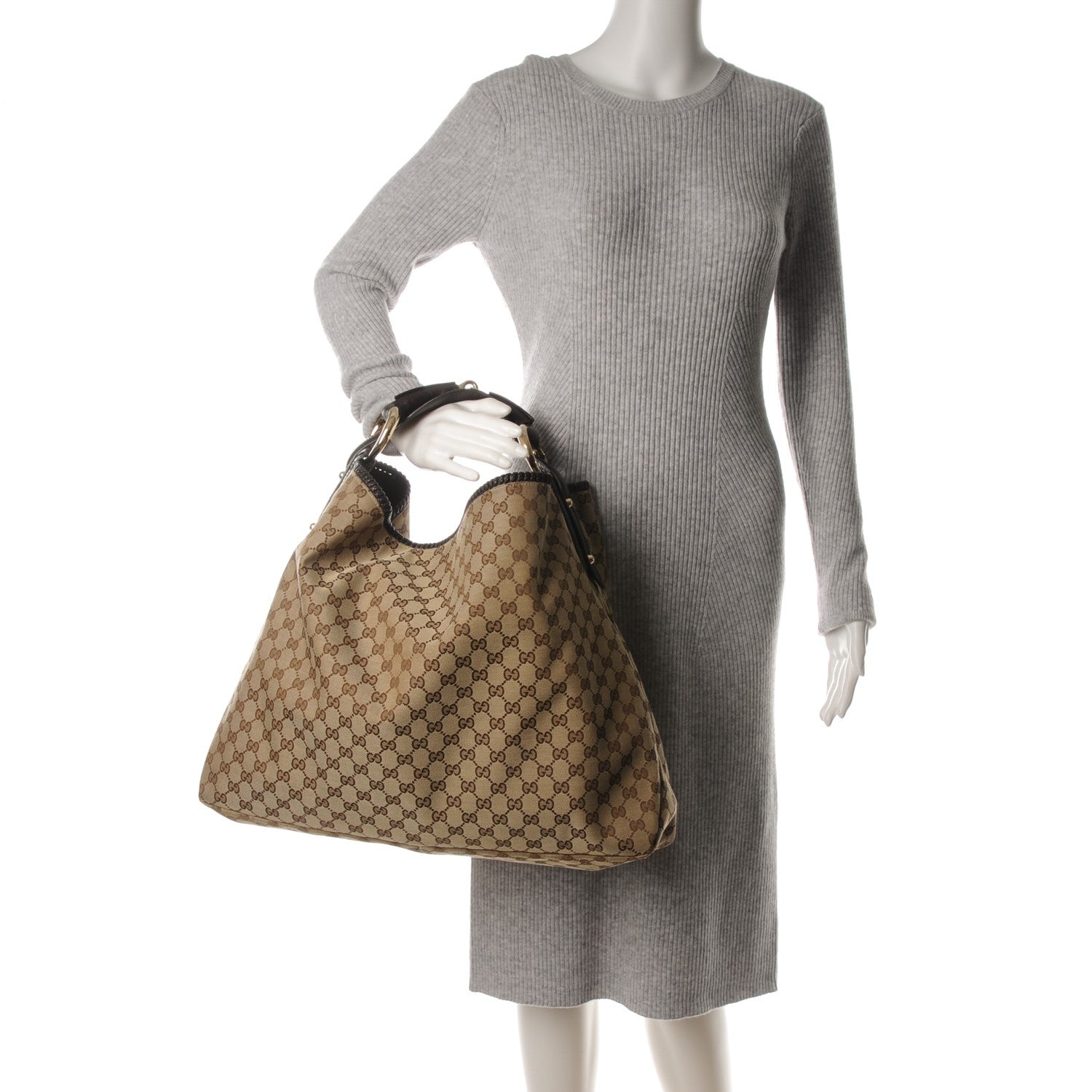 Gucci Monogram Large Horsebit Chain Hobo Dark Brown 2 of 8