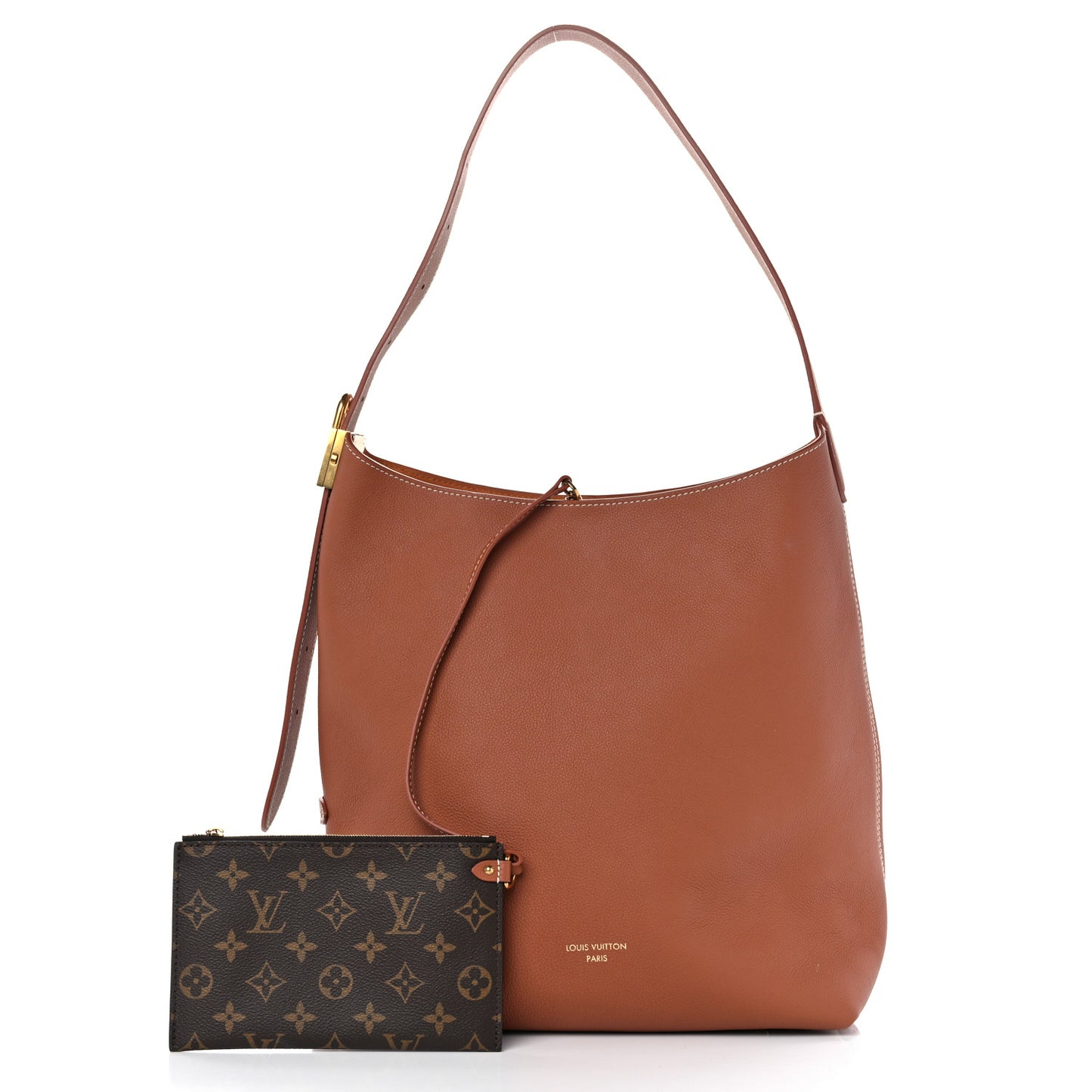 Grained Calfskin Low Key Hobo MM Cognac