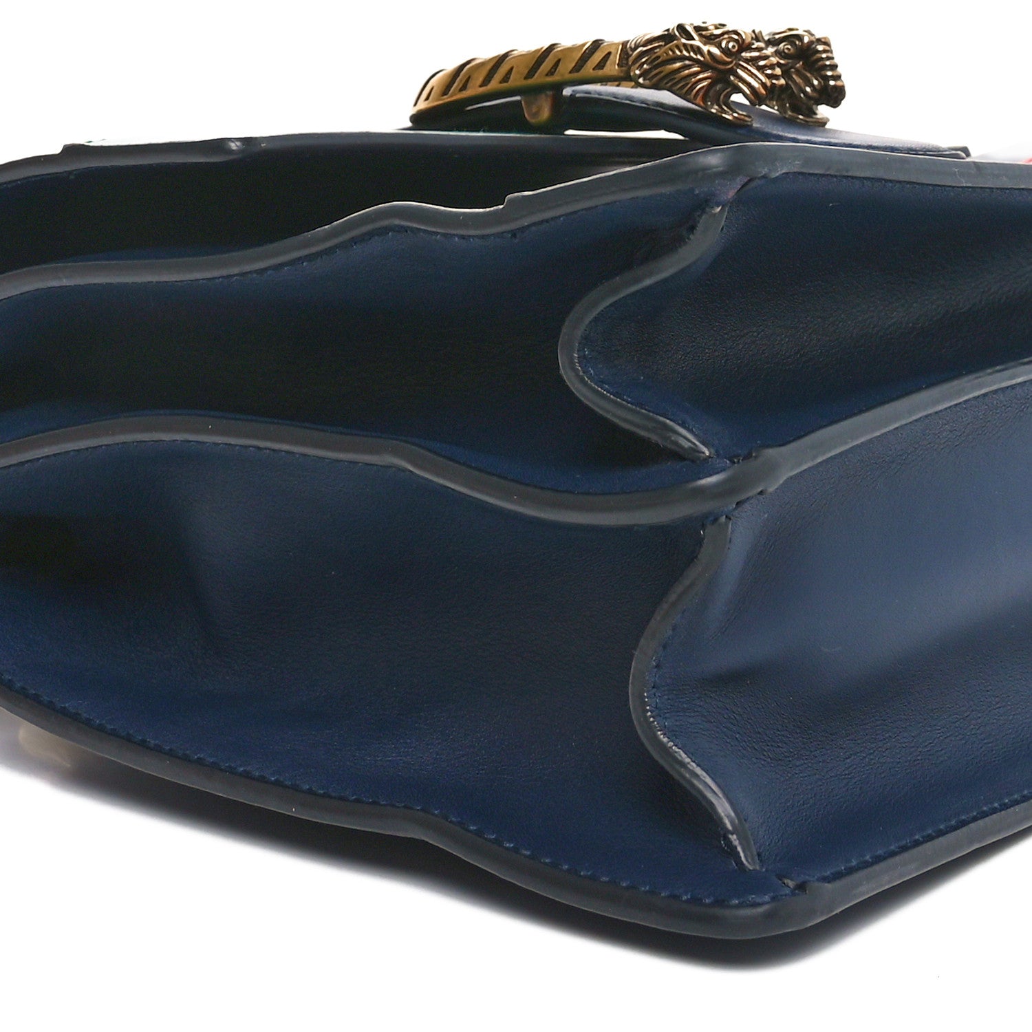 Gucci Moon Calfskin Bamboo Web Medium Dionysus Top Handle Bag Blue Emerald Hibiscus Red 9 of 10