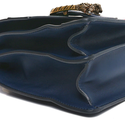 Gucci Moon Calfskin Bamboo Web Medium Dionysus Top Handle Bag Blue Emerald Hibiscus Red 9 of 10