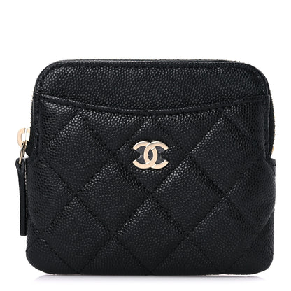 Chanel Caviar Quilted Zip Card Holder Wallet Black 1 of 8