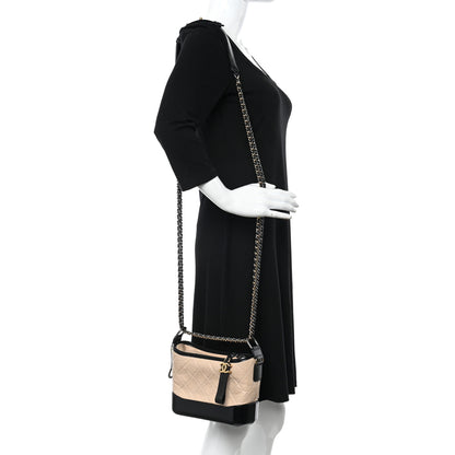 Chanel Aged Calfskin Quilted Small Gabrielle Hobo Beige Black 2 of 11