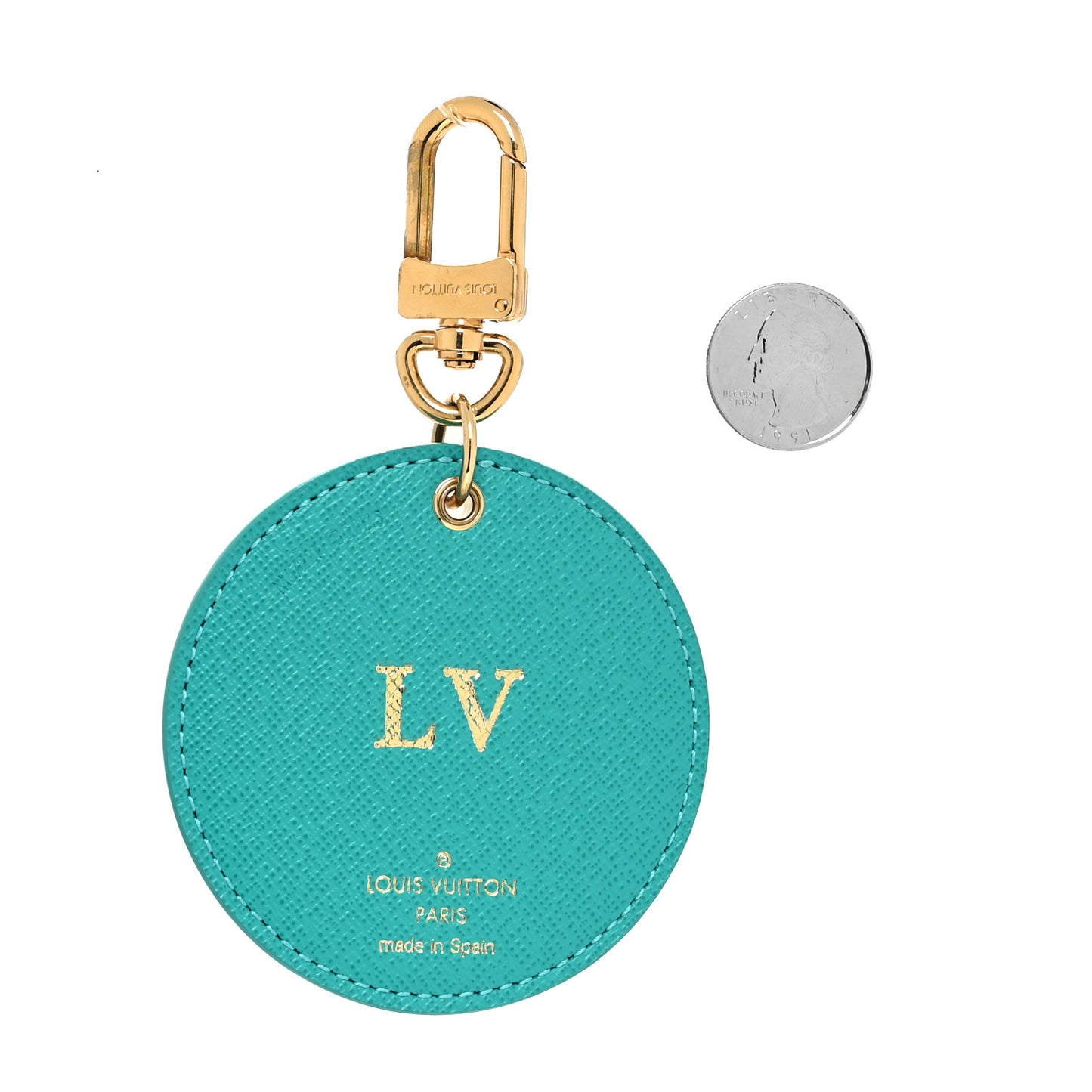 Monogram Illustre V Bag Charm Key Ring Turquoise