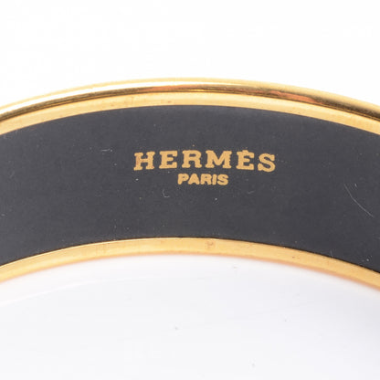 Hermes Enamel Printed Horses Wide Bracelet 65 Yellow 3 of 4