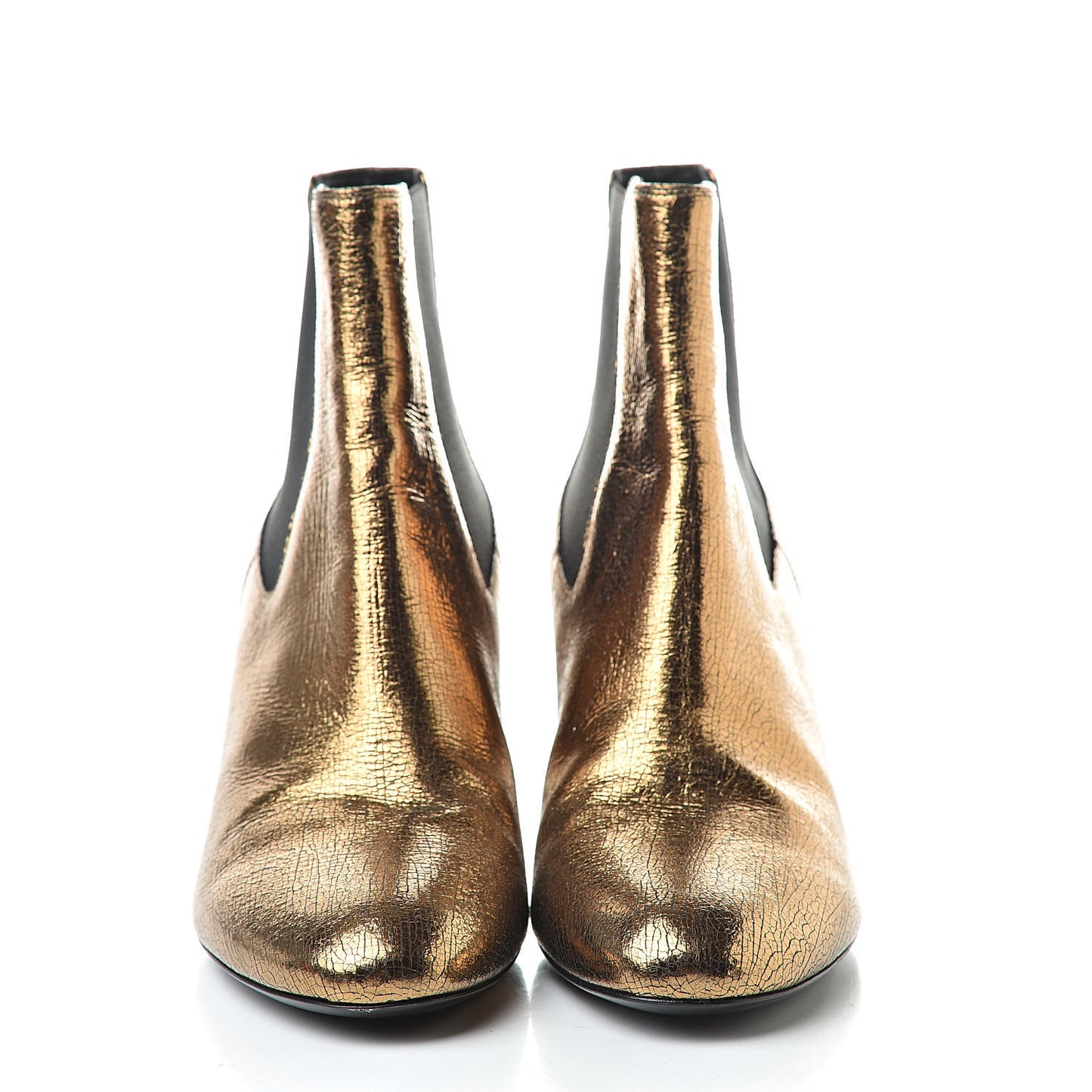 Metallic Cracked Loulou Pin Booties 38.5 Copper