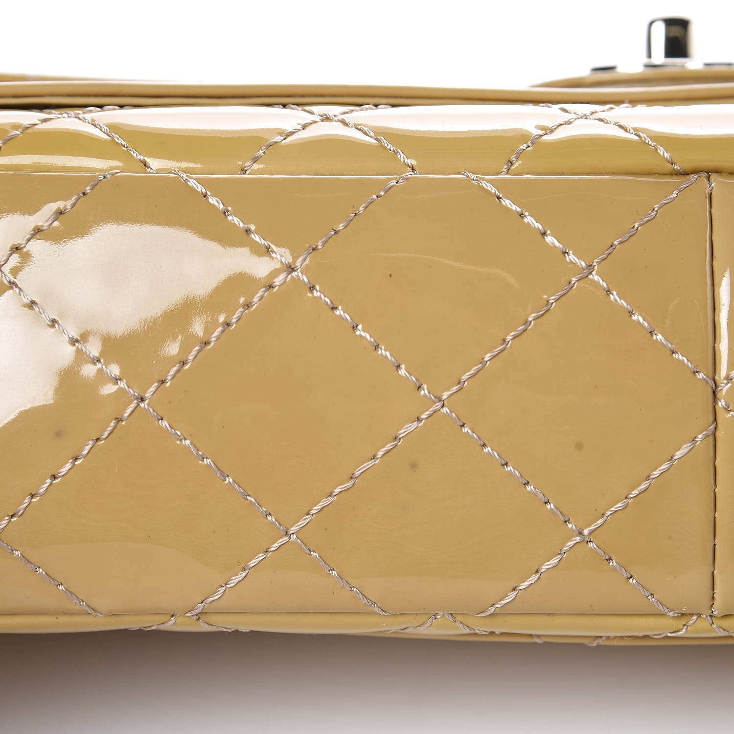 Chanel Patent Quilted Medium Double Flap Beige 9 of 13