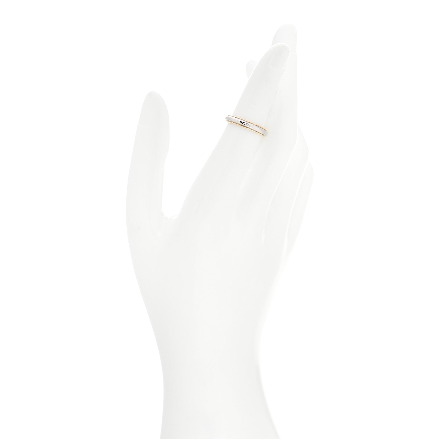 Tiffany Platinum 18K Yellow Gold 3.5mm Milgrain Wedding Band Ring 49 5 2 of 5