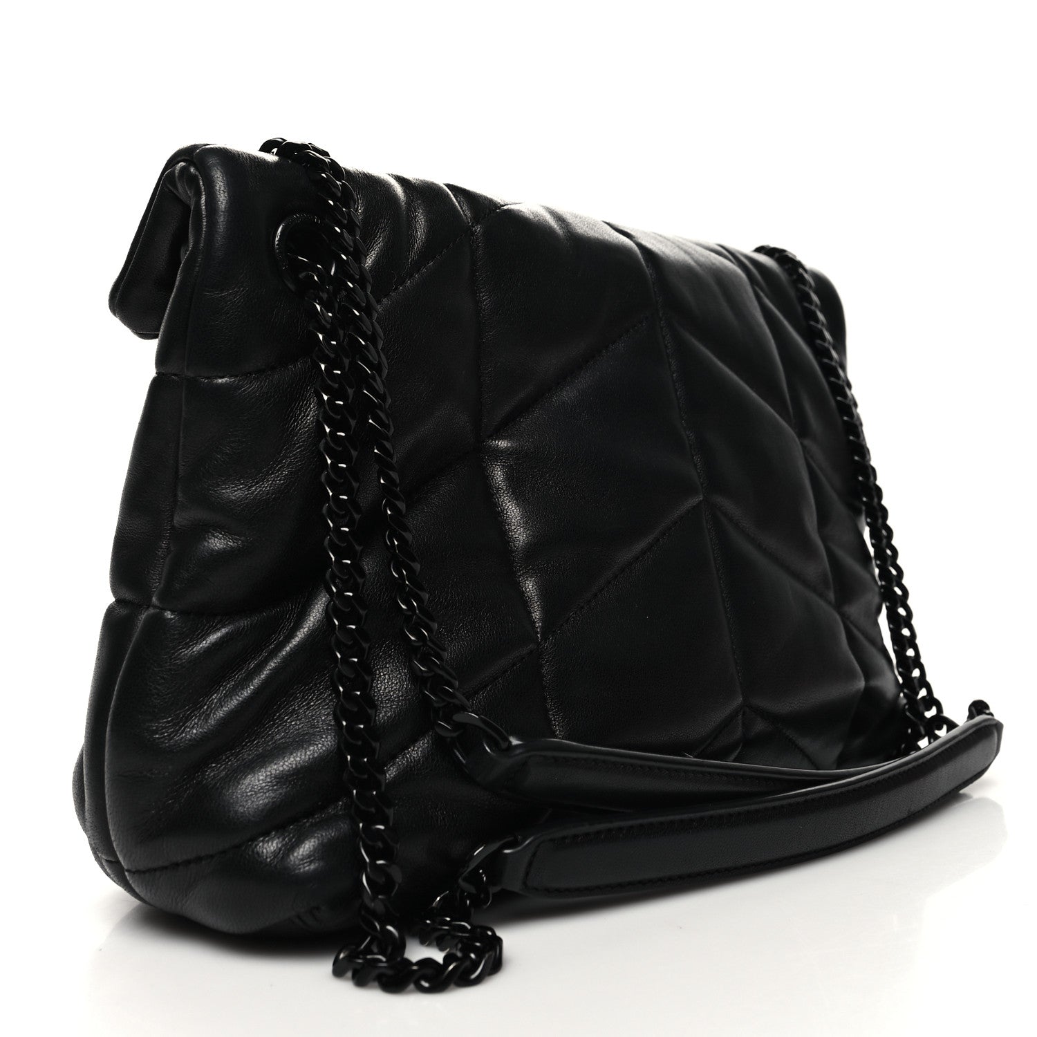 Saint Laurent Lambskin Quilted Small Loulou Puffer Monogram Chain Satchel Black 3 of 11