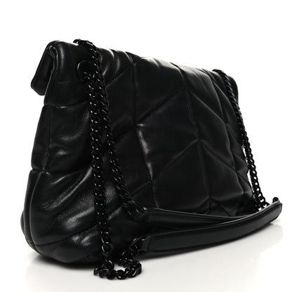 Saint Laurent Lambskin Quilted Small Loulou Puffer Monogram Chain Satchel Black 3 of 11
