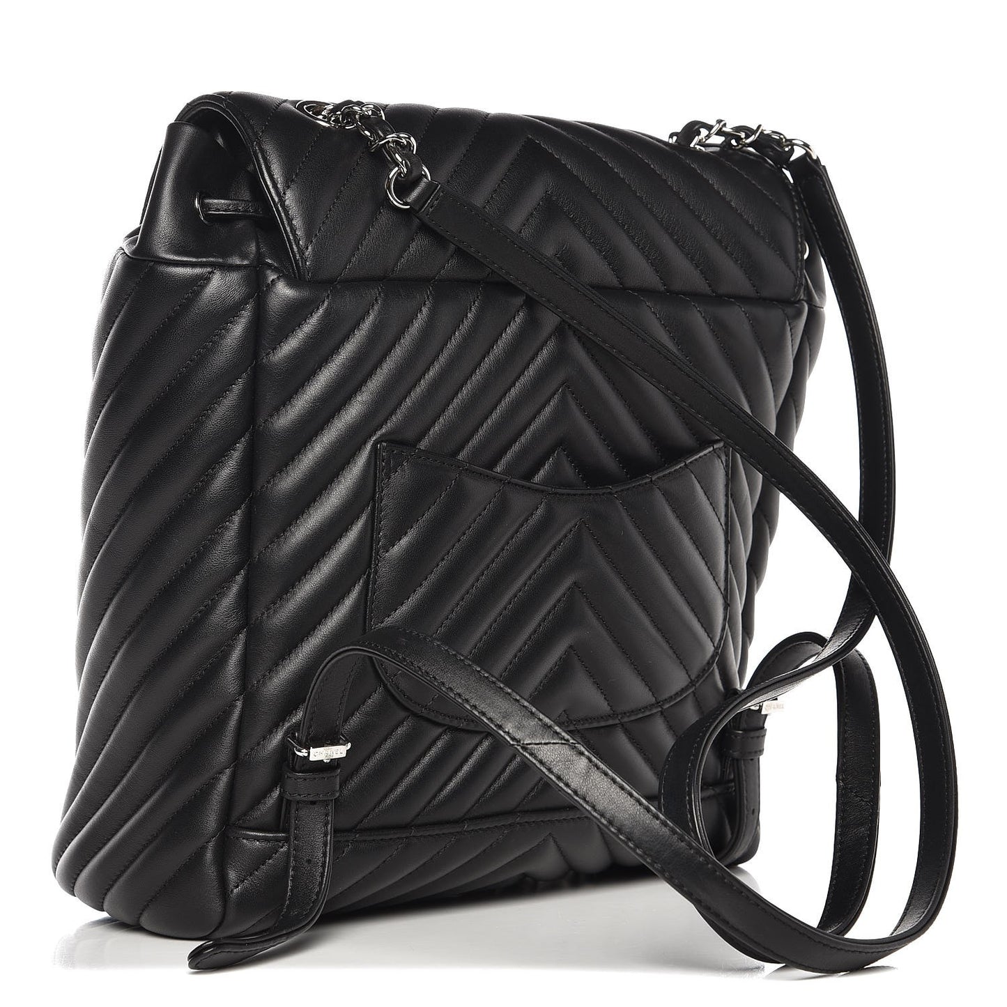 Calfskin Chevron Quilted Large Urban Spirit Backpack Black