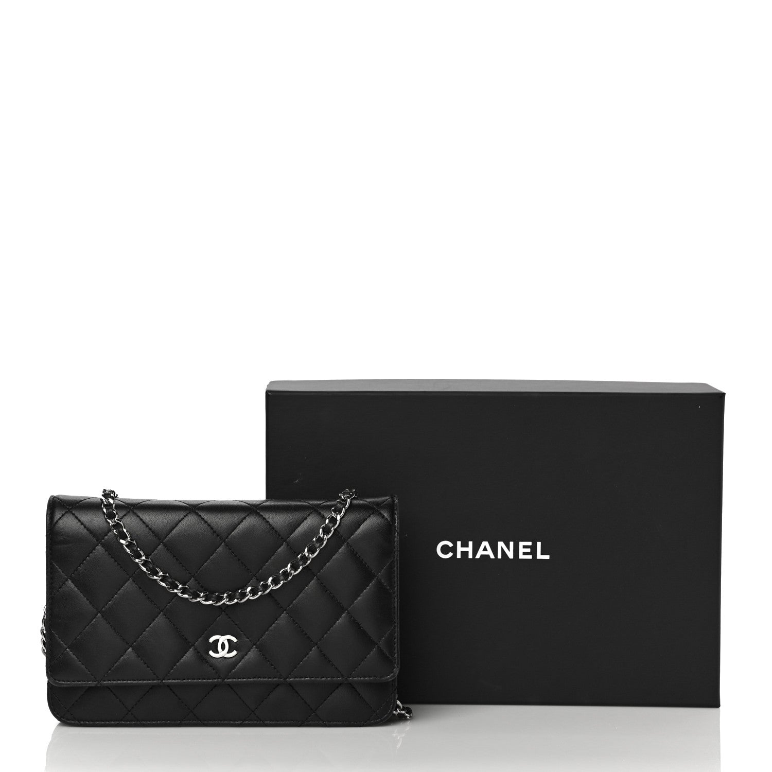 Chanel Lambskin Quilted Wallet On Chain WOC Black 31 of 31