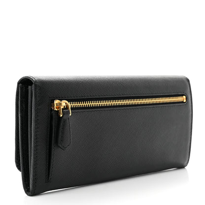 Prada Saffiano Metal Continental Flap Wallet Black 4 of 8
